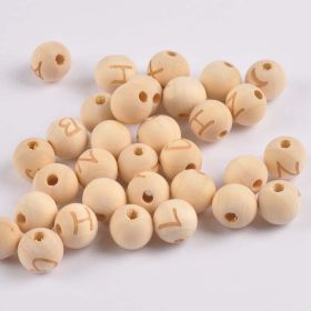 26 English Letters Lotus Log Beads 14mm Small Hole Wood Beads Single Side (Option: MT2083-100pcs)