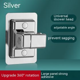 Punch-free Shower Bracket Holder Base Bathroom Shower Universal Adjusting Base (Color: Silver)