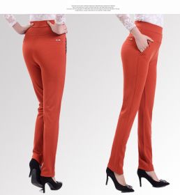 Middle-aged Women's Small Feet Stretch Casual Pants (Option: Orange-XL)