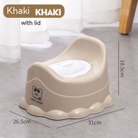 Portable Baby Toilet Urinal Stool Toilet Bowl (Option: Khaki With Cover)