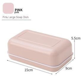 Portable Drain Double Deck Soap Box (Option: Large Pink)