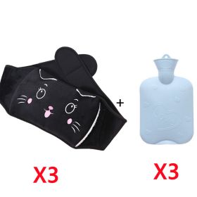 PVC Large Old-fashioned Water Injection Heat (Option: Black-With hot water bottle 3Sets)