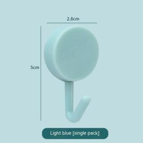 Plastic Kitchen Bathroom Hook Punch-free Hook Power Post Seamless Behind The Door Wall Coat And Hat Hook Self-adhesive Hook (Option: Light Blue Single Pack)