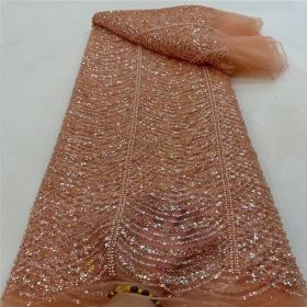 Wave Line Bead Tube Sequin Wedding Dress Lace Embroidery Lining (Option: 4style-Solid Color-5 Yards)