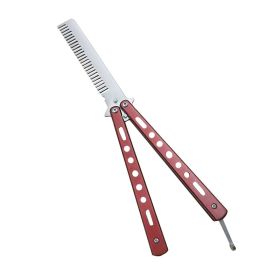 Outdoor Camping Comb Practice Knife, Uncut Butterfly Folding Knife (Color: Red)