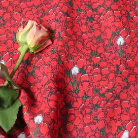 Rose Strong Twist Pure Ramie High Quality Cloth Digital Printing Fabric (Option: red rose-0.5m)