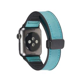 Magnetic Buckle Crazy Horse Grain Leather Suitable For Watch Band (Option: Lake Blue-42mmto44mm45mmto49mm)