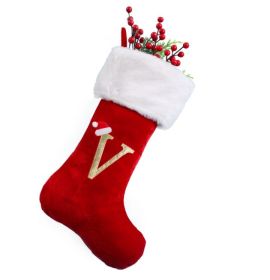 Christmas Letter Christmas Stockings Decorative Pendant (Option: Middle Letter V)