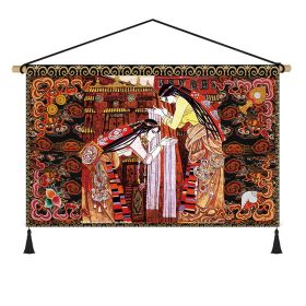 Fabrics Hanging Picture Bedside Retro Ethnic Style Cloth Painting (Option: Figure D-Width 65cm Height 45cm)