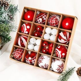 Christmas Tree Decorations Pendant Color Glossy Christmas Ball (Option: Red And White 42PCs)