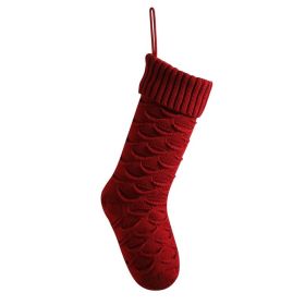 Christmas Gift Bag Decorative Socks Knitted Hanging Decoration (Option: Purple Red)