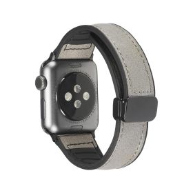 Magnetic Buckle Crazy Horse Grain Leather Suitable For Watch Band (Option: Gray-42mmto44mm45mmto49mm)