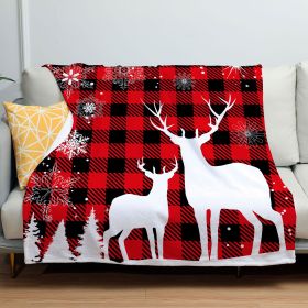 Christmas Red And Black Plaid Set Flannel Blanket (Option: ZM20230802 2-80x120)