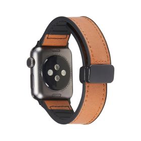 Magnetic Buckle Crazy Horse Grain Leather Suitable For Watch Band (Option: Yellow Brown-42mmto44mm45mmto49mm)