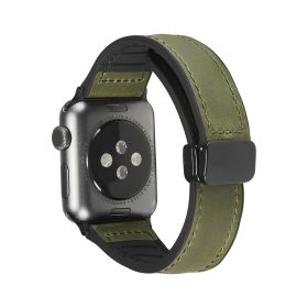 Magnetic Buckle Crazy Horse Grain Leather Suitable For Watch Band (Option: Army Green-42mmto44mm45mmto49mm)