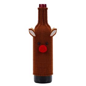 Christmas Decorations Old Man Snowman Bottle Cover Knitted (Option: Red Nose Elk)