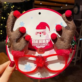 Christmas Glasses Frame Female Elk Dress Up Gift Party Glasses (Option: Bell Red Fur Ball)