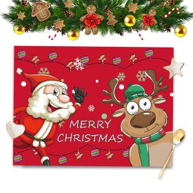 Christmas Decoration Cartoon Antifouling Insulation Placemat (Option: Old Elk Placemat)