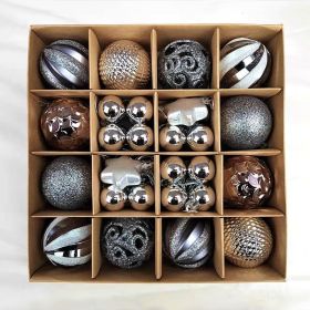 Christmas Tree Decorations Pendant Color Glossy Christmas Ball (Option: Silver Gray 42PCs)