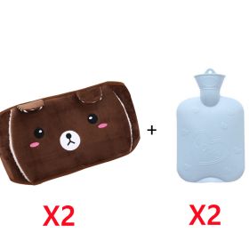 PVC Large Old-fashioned Water Injection Heat (Option: Brown-With hot water bottle 2Sets)