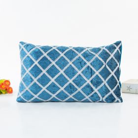 Pastoral Fashion Personality Simple Trend Stripe Wild Ribbon Embroidered Pillowcase (Option: Blue-30X50CM)