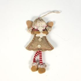 Fabric Wood Piece Christmas Smiling Angel Doll Pendant (Option: C Christmas Tree)