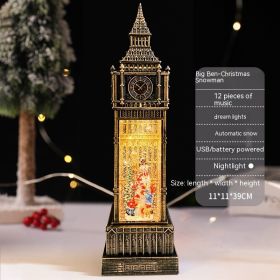 Christmas Old Man Snowman Big Ben Decorations Retro Ornaments (Option: Big Ben Bronze Snowman)