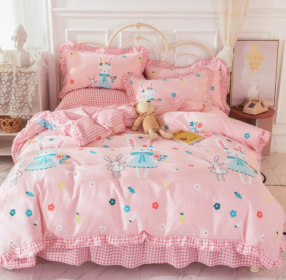 Cotton 100 Princess Wind Quilt Cover Cartoon Student Dormitory Bed (Option: Girl dream-1.2m bed sheet threepiece set)