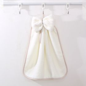 High Density Coral Velvet Bow Cute Hanging Hand Towel Absorbent (Option: Beige-33x33)