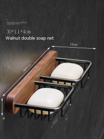 Wash Basin Walnut Soap Dish Wall-mounted Punch-free (Option: Double Soap Dish)