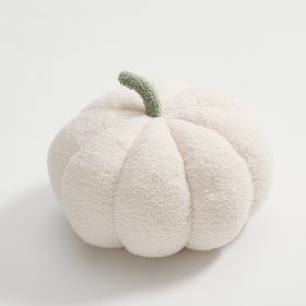 Nordic Pumpkin Round Pillow Plush Pillow Knitted Yarn (Option: Milky white-35cm in diameter)