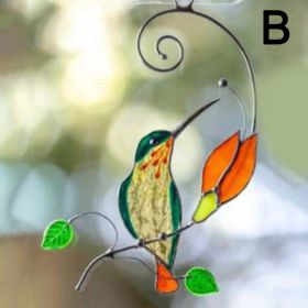 1pc Hummingbird Stained Glass Sun Catcher Window Hangings Ornament Metal Craft A Lovely Gift For Your Family (Style: B)