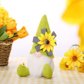 Easter Decorations; Handmade Summer Sunflower Gnomes Faceless Plush Doll (Color: Green)