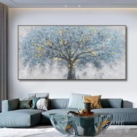 Hand Painted Oil Painting Oil Painting on Canvas Tree Blue Abstract Trees Landscape Modern Oil Painting Original Hand Painted Painting Modern Art (Style: 1, size: 90x120cm)