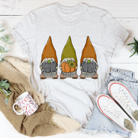 Pumpkin Gnomes Fall T-Shirt (Color: Ash, size: 3XL)