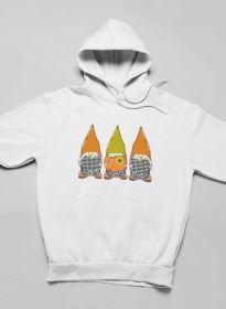 Pumpkin Gnomes Fall Hoodie (Color: White, size: large)