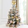 2ft Mini Christmas Tree with Light Artificial Small Tabletop Christmas Decoration with Flocked Snow;  Exquisite Decor & Xmas Ornaments for Table Top f