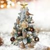 2ft Tabletop Christmas Tree with Light Artificial Small Mini Christmas Decoration with Flocked Snow;  Exquisite Decor & Xmas Ornaments for Table Top f