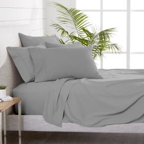 6 Piece Sheet Set, Microfiber, 2 Extra Pillowcases,King (Actual Color: Light Gray, size: King)