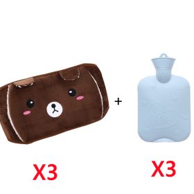 PVC Large Old-fashioned Water Injection Heat (Option: Brown-With hot water bottle 3Sets)