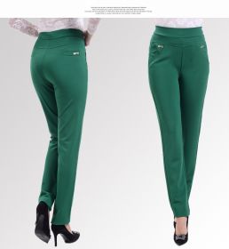 Middle-aged Women's Small Feet Stretch Casual Pants (Option: Dark green-XL)