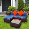 3 Piece Patio Sectional Wicker Rattan Outdoor Furniture Sofa Set