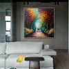 Hand Painted Oil Painting Abstract Original Romantic Cityscape Oil Painting On Canvas Large Wall Art Colorful Tree Painting Custom Painting Living roo