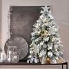 2ft Mini Christmas Tree with Light Artificial Small Tabletop Christmas Decoration with Flocked Snow;  Exquisite Decor & Xmas Ornaments for Table Top f