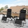 Pool Garden Patio Portable Zero Gravity Folding Reclining Lounge Chairs Table 3 Pieces Set