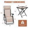 Pool Garden Patio Portable Zero Gravity Folding Reclining Lounge Chairs Table 3 Pieces Set