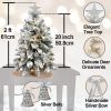 2ft Mini Christmas Tree with Light Artificial Small Tabletop Christmas Decoration with Flocked Snow;  Exquisite Decor & Xmas Ornaments for Table Top f