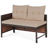 3 Pieces Outdoor Patio Corner Rattan Sofa Set