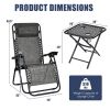 Pool Garden Patio Portable Zero Gravity Folding Reclining Lounge Chairs Table 3 Pieces Set