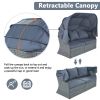 Outdoor Patio Furniture Set Daybed Sunbed with Retractable Canopy Conversation Set Wicker Furniture Sofa Set